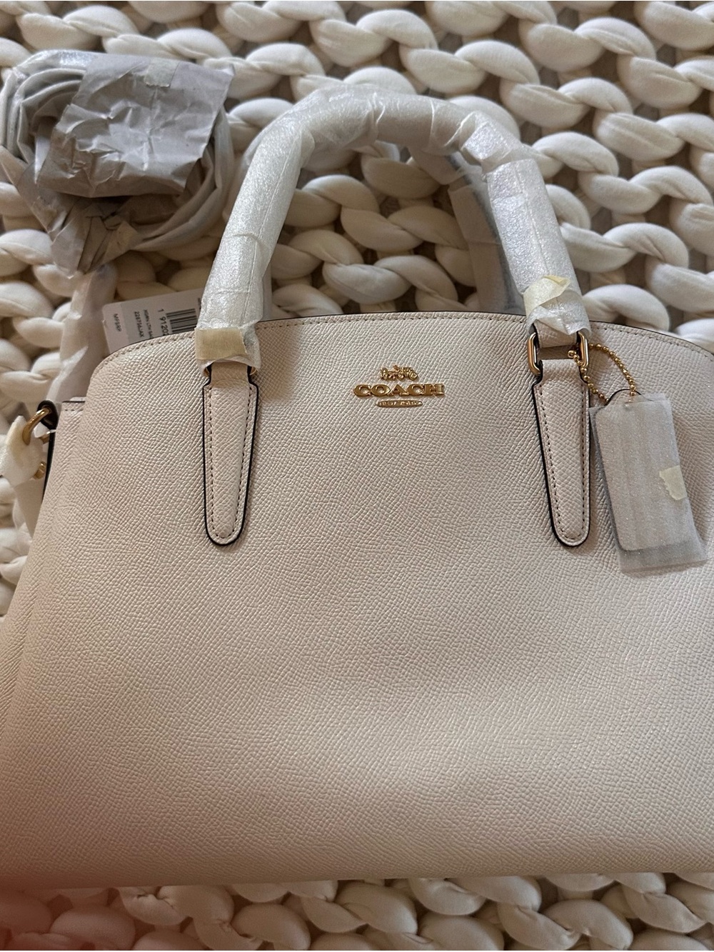 Coach Pebbled Leather Dome Satchel NWT Cream